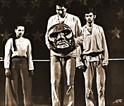 Sanda Ulmeni, Mihai Gingulescu şi Florin Zamfirescu în &bdquo;Gloria şi moartea lui Joaquin Murrieta&ldquo; de Pablo Neruda